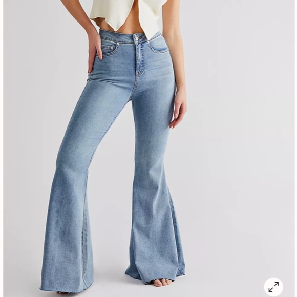 Free People Denim - NWT Free People Super High Rise Lace-Up Flare Jeans